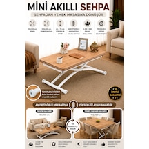 Akıllı Sehpa Mini Juppo Beyaz Mekanizma Yemek Masası Antik Çam