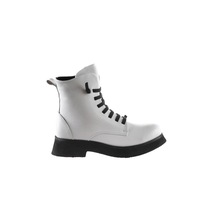Bueno Shoes 01WR8803 Beyaz Flotter Deri Kadın Dolgu Topuklu Bot