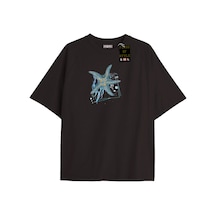 Flood Of Style Siyah Oversize T-shirt Mavi Yıldız Özel Tasarım
