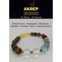 Akrep Burcu Bilekliği Kaplangözü,kristal Kuvars, Sitrin, Akuamarin, Hematit, Dumanlı Kuvars,turmalin Çok Renkli