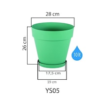 Tr Yalı Saksı Drenaj Aparatlı Tabaklı Dekoratif Saksı 28cm, 10 Litre Antrasit Diğer