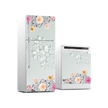 Ve Bulaşık Makinası Beyaz Eşya Kaplama 3d Flowers Çok Renkli