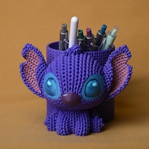 3d Baskı Knitted Kalemlik - Sevimli Karakterli Masaüstü Kalem Organizeri-mor Diğer