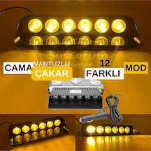 S6 Cam İçi Vantuzlu Ambulans İtfaiye Çakar Lamba İkaz Lambası 6 Ledli Sarı Çakmaklık Girişli
