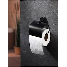 Siyah Geniş Kapaklı Vidalı Tuvalet Kağıtlığı Wc Kağıtlık Tuvalet Kağıdı Askısı Metal Diğer
