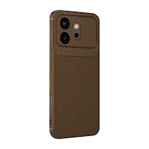 Huawei Honor 600 Uyumlu Auto Focus Karbon Kapak - Kahverengi