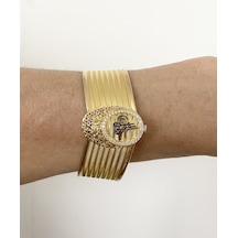 Bydevli Tuğralı Hasır Altın Kelepçe-bbyd850 Sarı Altın