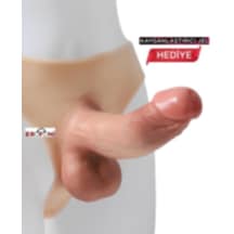Erofoni Premium Giyilebilir 21 Cm Ultra Süper Realistik İçi Boş Model Belden Bağlamalı Dildo Penis + Kayganlaştırıcı