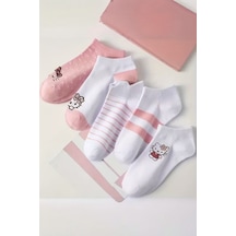 Hitit Socks Kadın 5 Çift Günlük Kullanıma Uygun Sevimli Kedi Desenli Görünmez Babet Çorap Asorti