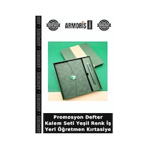 Promosyon Defter Kalem Seti Yeşil Renk İş Yeri Öğretmen Kırtasiye Çok Renkli