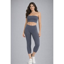 Jolt Toparlayıcı Etkili Yüksek Bel Seamless Kapri Tayt Gri