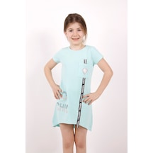 Toontoy Kız Çocuk So Chıc Baskılı Elbise Mint Yeşili
