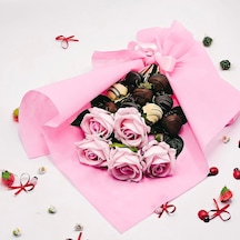 Nin Chocolate Sevgiliye Pembe Çiçek Çikolata Demeti