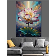 Ahşap Tablo Su Üzerinde Açan Pembe Lotus