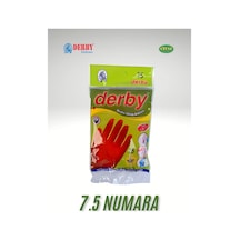 Derby D-100 7.5 Numara Lateks Ekstra Güçlü Genel Amaçlı Naylon Bulaşık Eldiveni Kırmızı Kırmızı