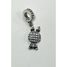 Fubena Yerli Üretim Taşlı Parıltılı Tavşan Sallantılı Charm Gümüş