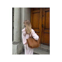 Nura Collection Kadın Polen Dikiş Detaylı Tote El Ve Omuz Çantası Taba - 939575972 Taba