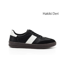 Gönderi(R) Gönderi R Siyaha Beyaz Bağcıklı Hakiki Deri Sneaker Antrasit - Beyaz