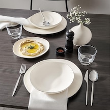 Kütahya Porselen Bone Soho 24 Parça Mat Platin Yemek Takımı