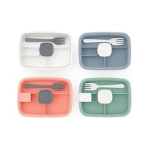 Vakumlu Lunchbox Yemek Kabı Sızdırmaz, Taşınabilir Ve Sağlıklı Saklama Kutusu Çatal Kaşık Bölmeli Gıda Dostu Gri Çok Renkli