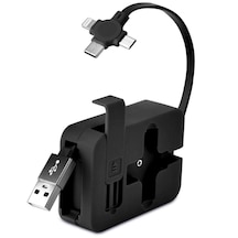 Cep Tipi Telefon Tutuculu Makaralı Uzayıp Kısalabilen 3&amp Apos Ü 1 Arada Usb Şarj Kablosu 5224