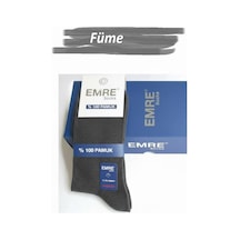 Erkek Pamuklu Likralı Dikişsiz Soket Çorap - 6 Adet Füme