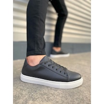 Jy122 Mode Bağcıklı Cilt Erkek Günlük Sneaker Ayakkabı Cbt - Siyah Siyah