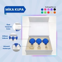 Silikon Vakumlu Mika Yüz Masaj Kupası 3'lü Set Mavi Çok Renkli