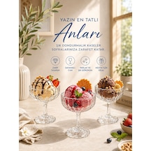 3 Lü Cam Ayaklı Magnolya Kasesi Tatlı Sunumluk Kase Dondurmalık Magnolia 230ml Şeffaf