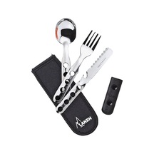 Laken Lk1410fn Çelik Çatal Kaşık Bıçak 3'lü Set Ve Neopren Kılıflı, Gri Diğer
