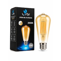 Rbr St64 Led Filament Ampul E27 4w 2500k Rustik Dekoratif Amber Cam