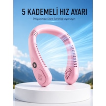 Pembe Taşınabilir Boyun Fanı Ergonomik Tasarım Çok Kademeli Hava Akışı - Lisinya