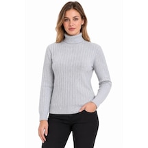 Butik İstanbul Balıkçı Yaka Tam Boğazlı Kalın Fitilli Regular Fit Triko Kazak - Gri