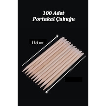 Portakal Çubuğu 11 Cm 100'lü Set Ahşap Tırnak Eti Itici Manikür Çubuğu 11cm-uzun