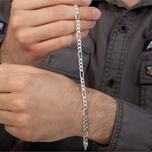 5mm Figaro Model 925 Ayar Gümüş Erkek Bileklik Künye