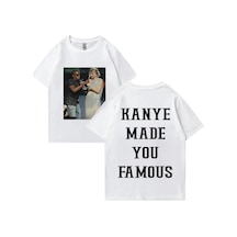 Kanye West Vintage T Shirt Made You Ünlü Adam Kadın's Gevşek Günlük Kıyafetler Hip Hop Street Beyaz