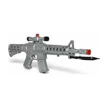 Sesli Renkli Işıklı Pille Çalışan Oyuncak Tüfek M16 Oyuncak Silah Özel Kuvvet Tüfeği 50 Cm