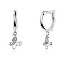 Küçük Kelebek Beyaz Gümüş Küpe