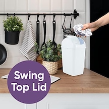 Superio Mini Plastik Çöp Kovası, Salıncak Üst Kapaklı 1,25 Galon Kompakt Küçük Çöp Kovası Taşınabilir Çöp Kovası Tezgah, Masaüstü, Makyaj Vanity, Banyo, Araba, Lavabo Altı, Yurt İçin, 5 Litre Beyaz 10l Siyah