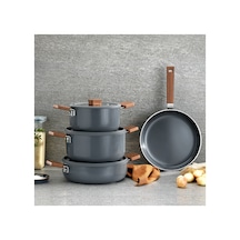 Ceramoni Seramik Tencere Seti 7 Parça-gri Gri