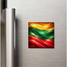 Litvanya Lithuania Abstract Ülke Bayraklı Buzdolap Magneti - 9x9 Cm