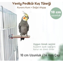 Venty Pedikür Papağan Tünek 10 cm Uzunluk 14 mm Çap / 1 Adet - Kumlu Tünek- Zımpara Tünek