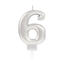 6 Rakam Mum Gümüş Renk Çok Renkli