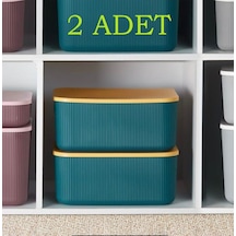 Bayev 2 Adet Storage 13 Lt Yeşil Çok Amaçlı Dolap Içi Düzenleyici Kapaklı Kutu Yeşil
