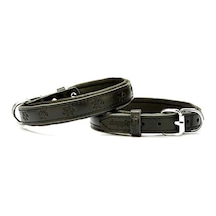 Doggie Comfort Deri Pati Desenli Köpek Boyun Tasması Small Siyah