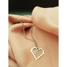 Tezzgelsin Unisex Mozaik Kalp Kolye Gümüş