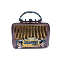 Gold Silver Gs-1360 Güneş Enerjili Ahşap Nostaljik Kamp Radyo Şarjlı Bluetooth Hoparlör Usb Tf Solar Panel