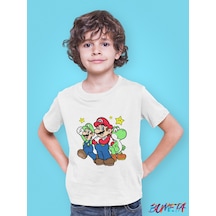 Bumeta Super Mario Game Lugi Yoshi Çocuk Tişört T-shirt Beyaz
