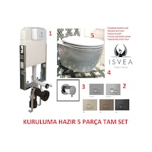 İsvea Kanalsız Asma Klozet + Gömme Rez. + Buton + Stop Valf Set