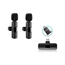 K9-d2 Type-c Lightning Dönüştürücülü Wireless Kablosuz Çiftli Yaka Mikrofonu